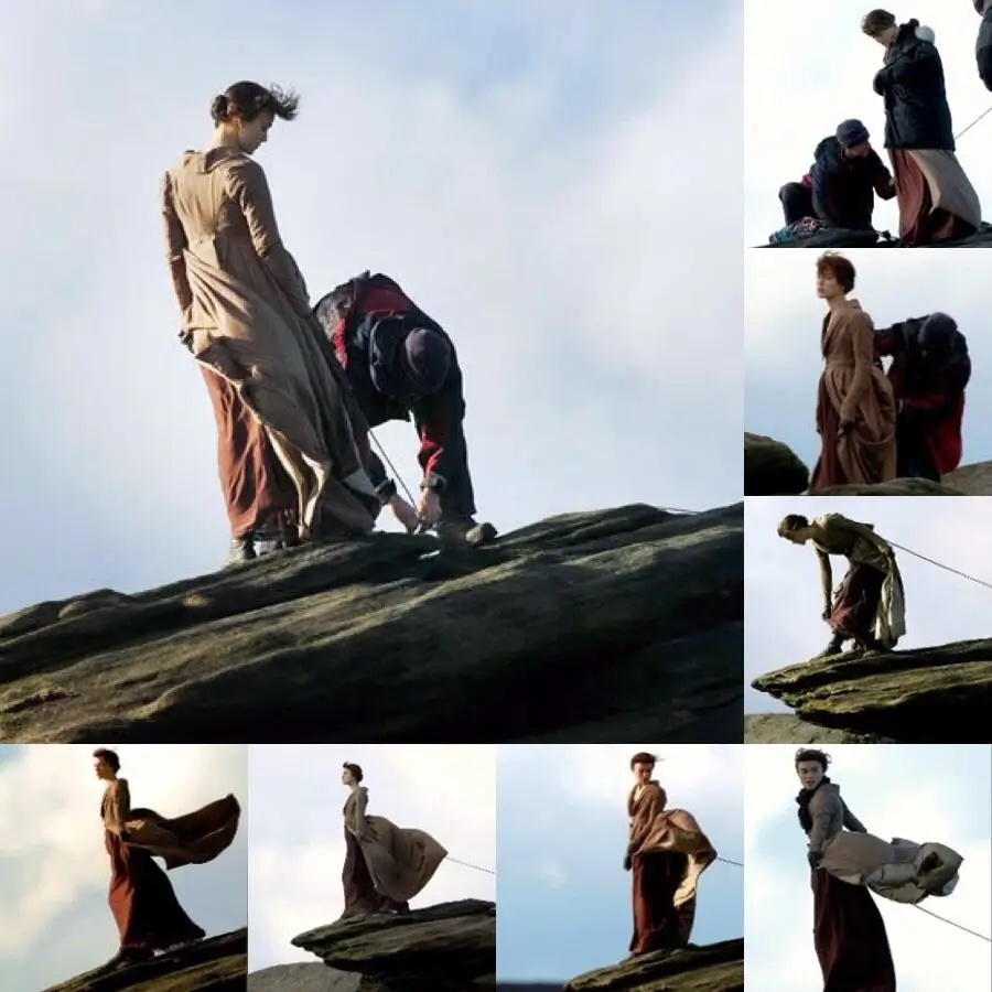 9 Lugares Incríveis para Visitar Inspirados no Filme "Orgulho e Preconceito" 10 Keira Knightley em filmagem da cena em Stanage Edge