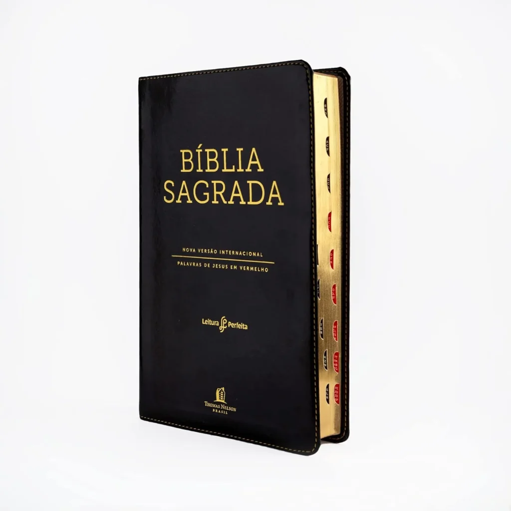 Biblia NVI Couro soft Preto Letras Vermelhas